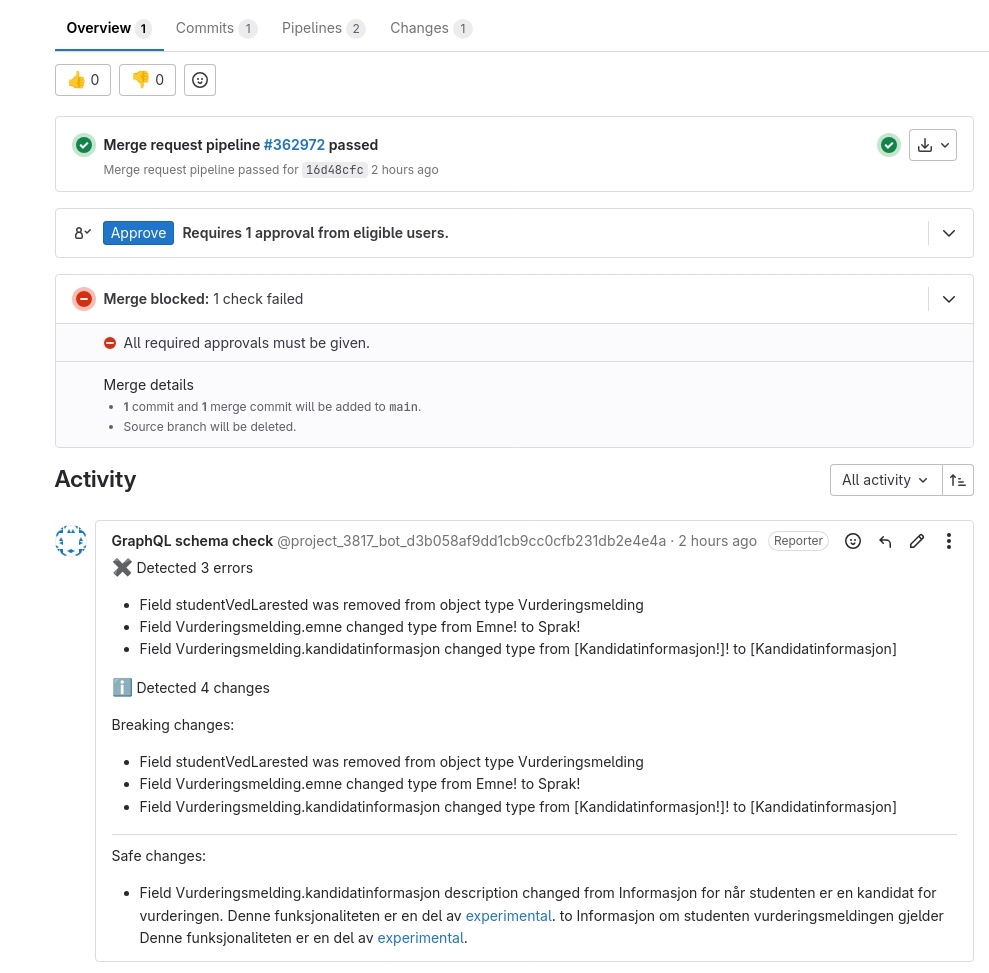 MR kommentar som viser feil i skjema